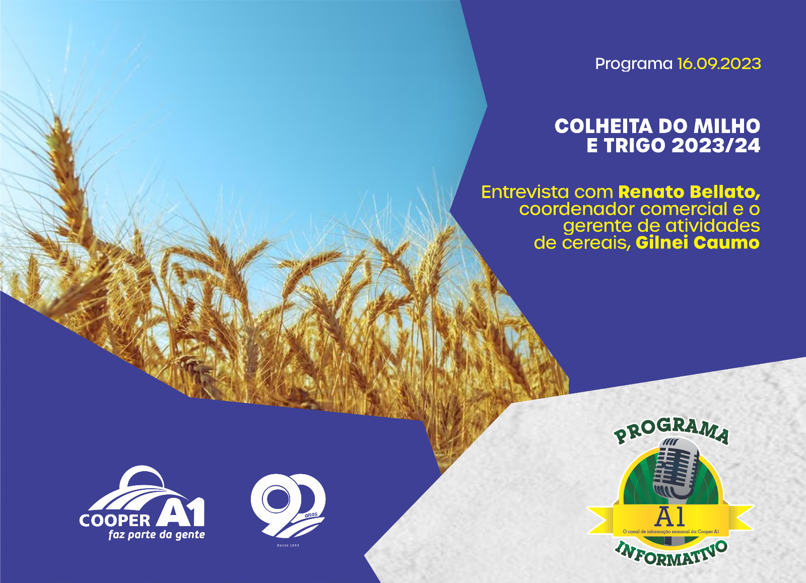 INFORMATIVO A1 16.09.23: Colheita do milho e trigo 2023/24